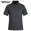 Polos męski Tacvasen z 2 zamkiem kieszenie T-shirt męskie taktyczne wojskowe krótkie rękawowe koszulę polo Casual Team Work Golf Shirt Męska odzież 230717