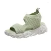 女性の夏の通気サンダルメ​​ッシュフィッシュマウスシューズ太い靴底wl r meh fih Shoe Caual