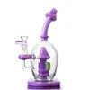 Atacado 22cm creme colorido narguilé cogumelo filtro misturado cor reciclador tamanho grande vidro dab rig bong tubos de água narguilé conjunta 14mm fumar tigela de tabaco