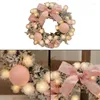 Decorative Flowers 30CM Christmas Artificial Rattan Flower Door Hanging Wreath With String Light Wall Decoration For Home Festival Party EW