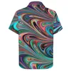 Men's Casual Shirts Neon Paint Swirl Colorful Liquid Print Beach Shirt Hawaiian Vintage Blouses Male Printed Big Size