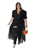 Plus size Dresses Plus Size Mesh Women Casual Dress Pleats Half Sleeves Patchwork Belt Sexy Party Club Shirt Dresses Oversize 5XL 230715