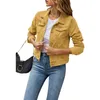 New Women's Denim Jackets Fashion Female Casual Long Sleeve Lapel Solid Button Down Chest Pocket Slim Jean Jacket Fall Winter Coat