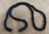 Łańcuchy Kobiety biżuteria 80 cm 32 '' Naszyjnik 8x9 mm czarne kolory Perlowe zapięcie serca