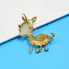 Brooches Female Fashion Crystal Cute Donkey For Women Luxury Yellow Gold Color Enamel Alloy Animal Brooch Safety Pins