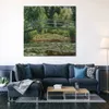 Handgemaakte kunstwerken Canvas Schilderijen van Claude Monet De Japanse Voetgangersbrug en de Waterlelie Pool Modern Art Kitchen Room Decor