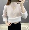 Women's Sweaters Women Sweater Thick 2023 Winter Plus Velvet Keep Warm Fashion Pretty Net Yarn Female Knitted Pullover Korean Style A119