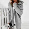 Women's Knits Women Knitted Tops Cardigan Casual Female Hooded Soft Knitting Sweater Autumn Solid Batwing Sleeve Loose Winter Jumper