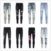 Heren Designer Jeans voor heren broek gescheurd dicht passend slanke potloodbroeken merk para gescheurde motorrijder zwart blauw jean slank fit motorfiets