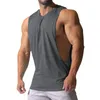 Europe et amérique T-shirts pour hommes nouvel été homme large épaule débardeur solide Sport côté grande fente lâche sans manches t-shirts