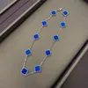 10 diamanten halsketting mode klassieke klaver ketting bedel 18K roségoud verzilverde agaat hanger voor vrouwenmeisje Valentijnsdag verloving ontwerper sieraden cadeau