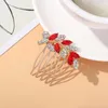 Pettini per capelli con foglie di cristallo Fermagli a forma di foglia con pettine inserito a forma di diamante Accessori per capelli per feste da donna