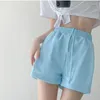 Pantaloncini da corsa Donna Estate Sottile Blu Allentato Sport Palestra Abbigliamento Marea Europa Vita alta Casual Fitness Gamba larga Pantaloni al ginocchio