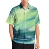 Chemises décontractées pour hommes Northern Sky Print Shirt Dreamy Lights Beach Loose Summer Street Style Blouses Manches courtes Graphic Oversize Tops