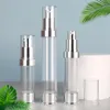 Frascos de armazenamento 15ml20ml30ml Silver Airless Bottle Press Pump Lotion Emulsion Serum Hyaluronic Toner Foundation Skin Care Cosmetic Packing