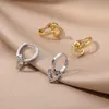 Stud Vintage Zircon Heart Earrings for Women Stainless Steel Gold Plated Piercing Earring 2023 Trend New Jewelry Aretes Mujer J230717