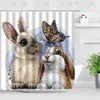 Rideaux de douche joli lapin papillon enfants rideau de douche animaux écureuil Art créatif moderne enfants salle de bain décor rideau