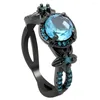 Fedi nuziali 2023 Black Gun Color Ring Vintage Hollow Star Round Stone Gioielli per le donne Purple Zirconia Claw Aneis Band Gifts