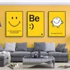 Leinwand Malerei Nordic Einfache Nette Smiley Gesicht Lächeln Glücklich Gelb Koreanische Ins Stil Poster Und Druck Wand Kunst Bild für Wohnzimmer Home Decor w06