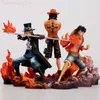 Anime Manga One Piece Luffy Ace Sabo Anime Figure Dxf Brotherhood Scene Figurine Pvc Statue Collectible Model Decorations Doll Kids Toy Gift L230717