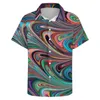 Men's Casual Shirts Neon Paint Swirl Colorful Liquid Print Beach Shirt Hawaiian Vintage Blouses Male Printed Big Size