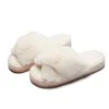 2022 Zimowe nowe kobiety Slipper Soft Rabbit Fur Krzyż górny 3 cm Platforma pięty Futro ciepłe wnętrza damskie puszyste puszyste kapcie L230704