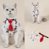 Cat Costumes Fashionable Pet Shirt Breathable Washable Dog Set With Bow-knot Button Closure Super Soft For Summer