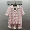 Womens Sleepwear Silk Satin Nightgown Set Short Sleeve Two Piece Sets Pajamas Loungewear Button Down