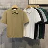 T-shirts pour hommes de haute qualité Tops en tricot Hommes Mode Couleur pure à manches courtes Élastique Plaid Tricot Polos Été Hommes Loisirs Bouton Revers Chemise L230715