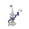 Waxmaid 7.68 pollici Ballsphere Recycler trasparente bicchiere di narghilè viola Pipa ad acqua in vetro con bong in vetro maschio da 14 mm Ciotola magazzino USA ordine al dettaglio spedizione gratuita