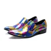 Herren-Schuhe aus formellem Leder in Muti-Farben, italienischer Stil, Herrenschuhe, spitze Zehenpartie, Slip-on-Business-Party- und Hochzeitsschuhe