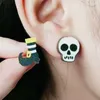 Dangle Earrings Funny Cartoon Skeleton Spider Ghost Wood Print For Women Girls Simple Fashion Personality Halloween Gifts