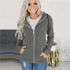 Hoodies للسيدات الخريف 2023 هوديي سستة المعاطف الصلبة معاطف من النوع الثقيل للنساء بالإضافة إلى حجم 3xl عرضة ضئيلة ضئيلة معطف مكثف معطف للسيدات