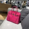 Luxurys Leder Platin -Handtasche Krokodilmuster Realer Bag Cowhide Womens One Recond Bag Mode süße hochgradige Crossbody -Bag Frauen
