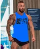 Regatas masculinas Academia Roupas de marca Musculação Fitness Homens tanques de corrida treino Colete estampado BEAST Camiseta esportiva longarina 230715