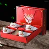 Dinnerware Sets Ceramic Soup Bowls Tableware Set Retro Blue And White Porcelain Rice Bowl Chopsticks Gifts Box