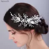 Mody srebrny liść ślubna opaska na głowę ręcznie robione akcesoria do włosów ślubnych dla kobiet nakładki na imprezę Tiars Party Tiaras L230704