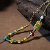 Hänghalsband tibetansk etnisk vind hand gnugga bomull rep handvävd pärlhalsband thangka vaxpärlor lanyard kvinnliga smycken