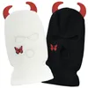 Mode ansikte masker nacke gaiter vinter varm balaclava hattar 3 hål full ansiktsskydd mask mössa utomhus skid ridning sport beanie ox horn vindtät stickad ansiktsmask 230717