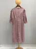 Casual Dresses Women's Midi Robe Pleated Three Quarter Sleeve Back Zipper Vintage Dress