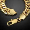 Kedjor män halsband kedja tung tjock 138 g riktig 18k guld färg trottoarkant cuan krage smycken gåva 60 cm lång