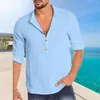 Men's Casual Shirts Solid Color Shirt Button-down Neckline Stylish Fall Soft Comfortable Stand Collar Long Sleeves For A