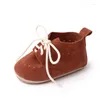 Premiers marcheurs chaussures en cuir mat solide pour bébé rétro décontracté anti-dérapant marche à lacets né accessoires garçon