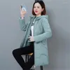 Trench-coats pour femmes hiver mi-long vers le bas veste rembourrée en coton femmes 2023 mode chaude couleur Pure vêtements d'extérieur à capuche dissimulé manteau à glissière