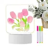 Luminária Tulipa Luzes Noturnas Base Tricolor USB Ajustável Mesa DIY Flor Mesa Luz LED Para Decoração Do Quarto Da Casa