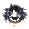 Decorative Flowers 1 Pc Halloween Wreath Door Hangings Bow Tie Crow Decoration Simulated Vine Spooky Atmosphere Ideal For Parties