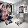 Shower Curtains Anime Shower Curtain Demon Slayer 3D Print Bath Set Kimetsu Nezuko Shinobu Screen Cover Curtain for Kids