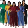 Plus size Dresses Plus Size Mesh Women Casual Dress Pleats Half Sleeves Patchwork Belt Sexy Party Club Shirt Dresses Oversize 5XL 230715