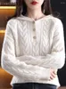 Kadın Sweaters Merino Yün Kazak Kadın Hood Yaka Külot Gevşek Moda Top Sonbahar/Kış Kırışık Bükülmüş Çiçek Kalınlaştırılmış