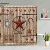 Shower Curtains Vintage Old Wooden Door Shower Curtain Farm Barn Plant Board Windows Brick Wall Retro Bath Curtains Modern Fabric Bathroom Decor